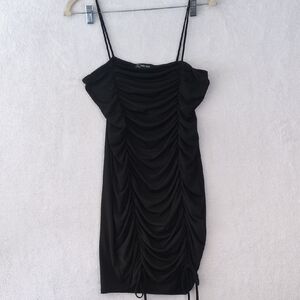 MRT 1030 Junior's Black Ruched‎ Bodycon Sexy Dress Size L